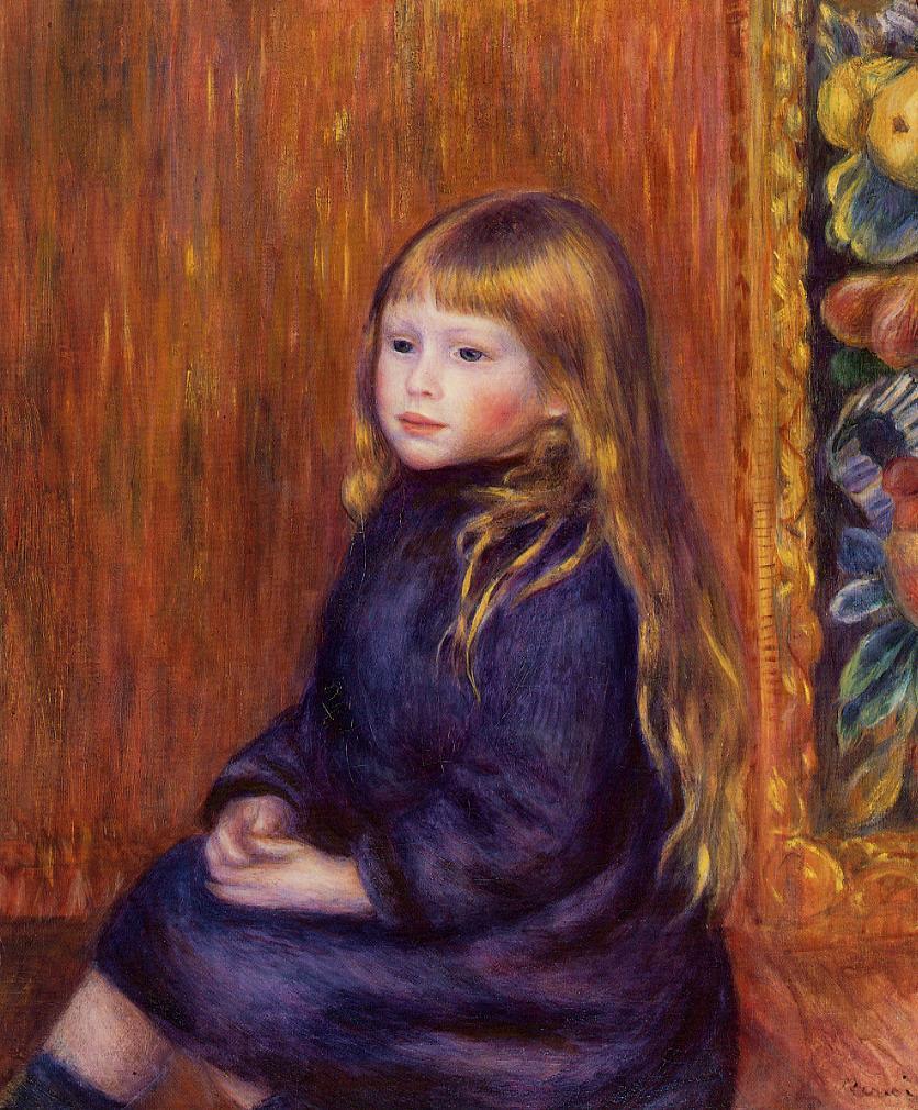 Seated child in a blue dress 1889